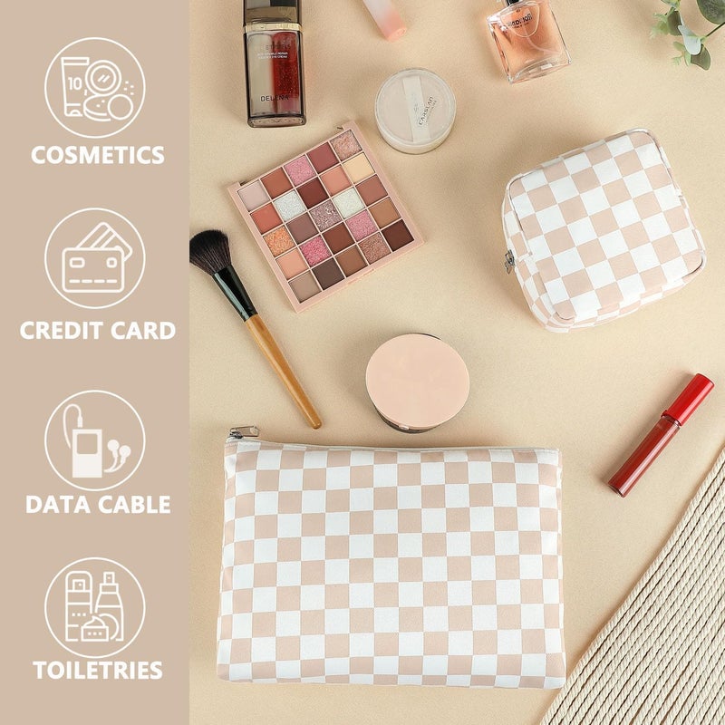 Fammart Checkered Makeup Bag, Travel Cosmetic Bag Organizer Toiletry Bag Make Up Bags with Zipper & Compartments for Women Girls - Image 5